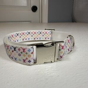 Luxury Dog Collar, Size Medium, Colorful, 3/4" WideGreat Quality, Metal Hardware
